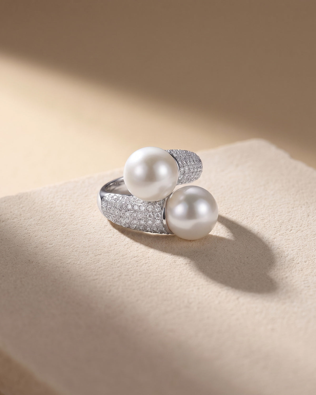 Dual South Sea Pearl & Diamond Dress Ring — Levendi Jewellers