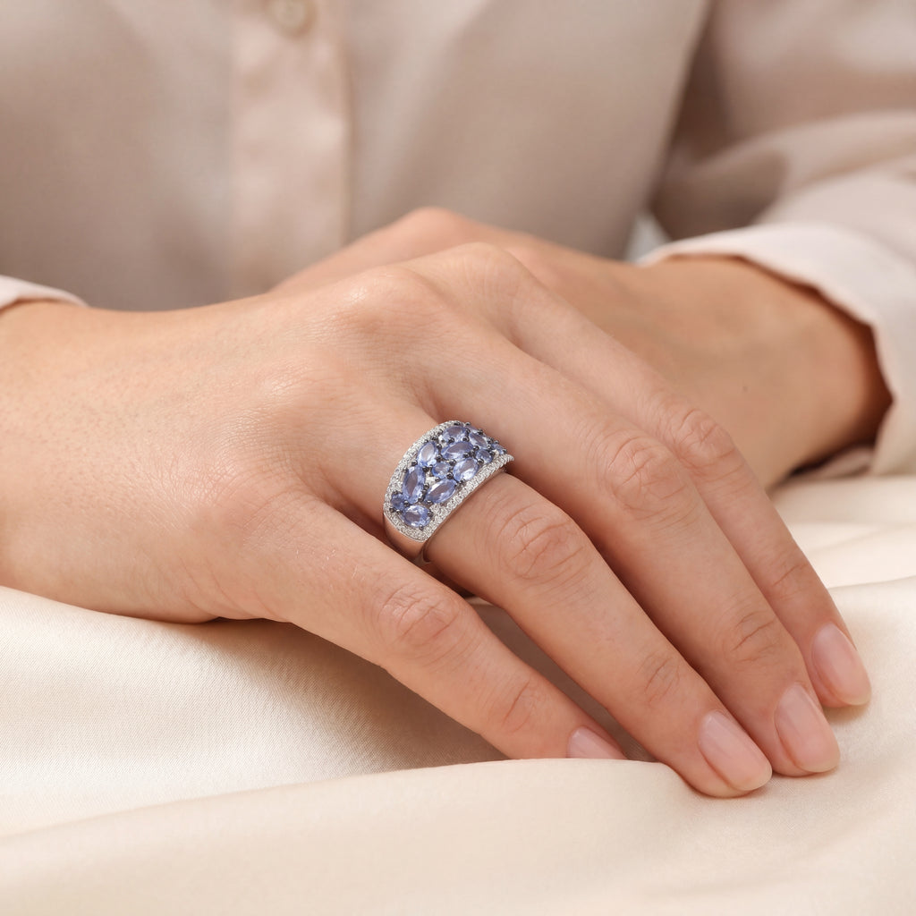Mosaïque Éternelle Blue Sapphires and Blue Topaz Ring, view 2 — Levendi Jewellers