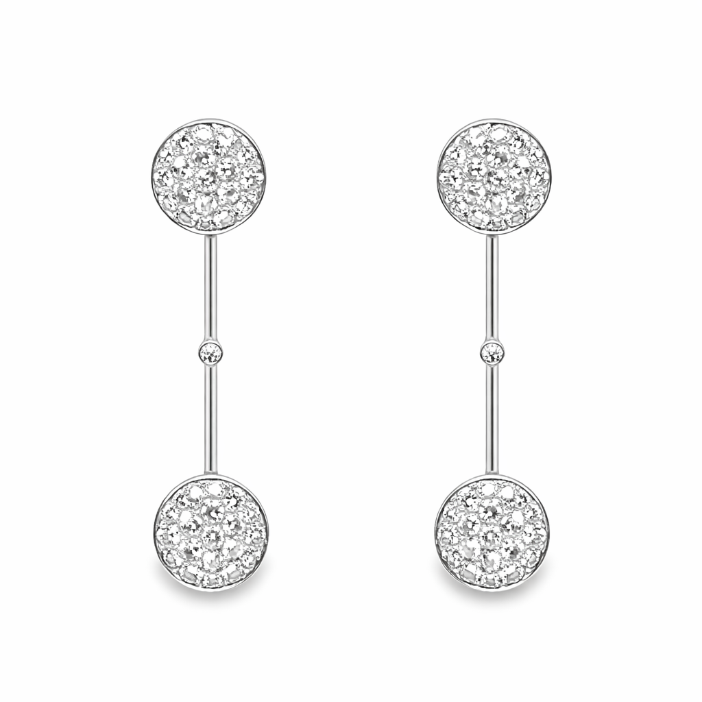 Levendi Lumière Drops Pavee Diamond Earrings, view 2 — Levendi Jewellers