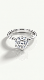 Levendi Classic Solitaire - Round Brilliant Cut 6 Claws Engagement Ring
