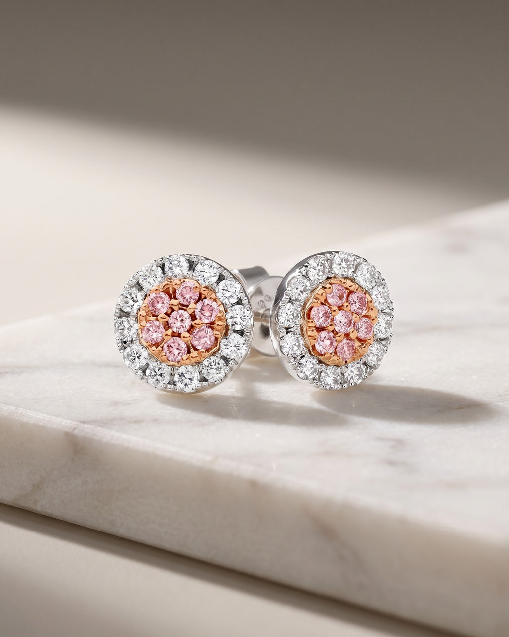 Argyle Essence - Odessa Pink Diamonds Halo Studs Earrings — Levendi Jewellers