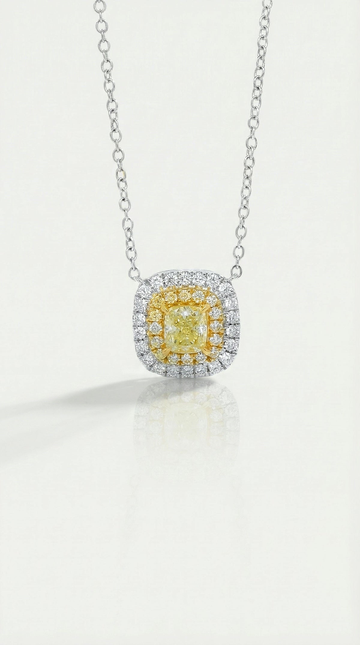 Soleil - Yellow Diamond Diamond Double Halo Pendant