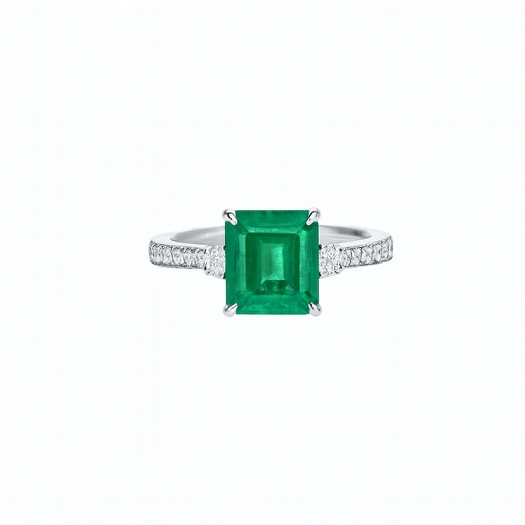 Emerald Cut Emerald Engagement Ring
