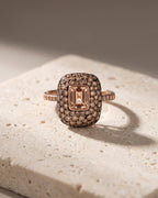 Emerald Cut Morganite & Champagne Diamond Dress Ring — Levendi Jewellers