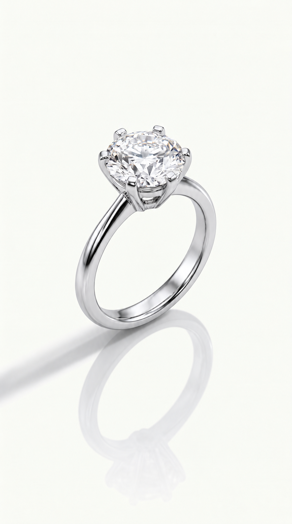 Levendi Classic Solitaire - Round Brilliant Cut 6 Claws Engagement Ring
