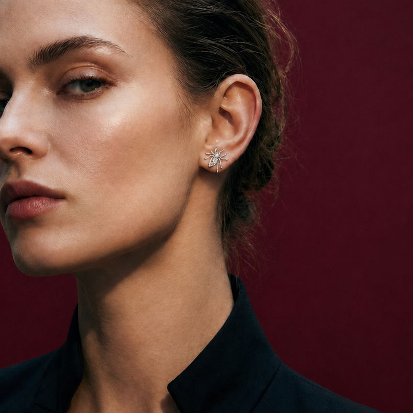 Arachnea Aurea - Web of love Diamond Ear Stud