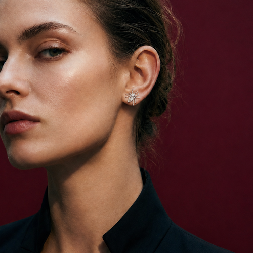 Arachnea Aurea - Web of love Diamond Ear Stud