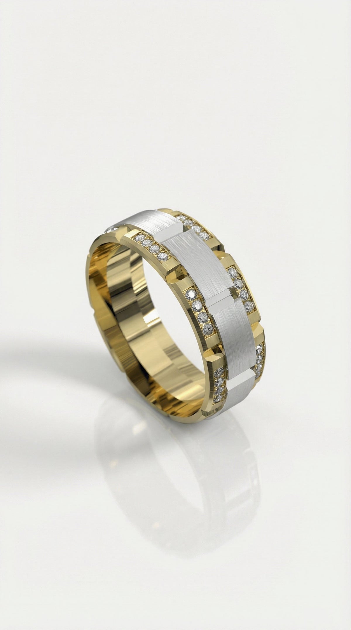 Grooved Cutout Full Circle Diamond Ring