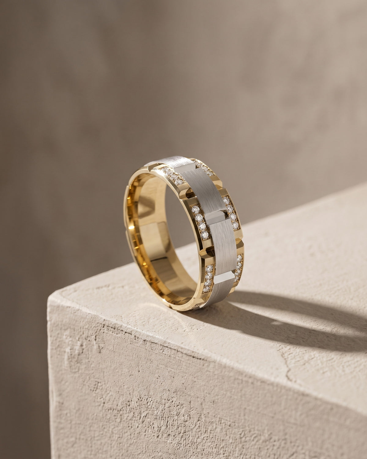 Grooved Cutout Full Circle Diamond Ring — Levendi Jewellers