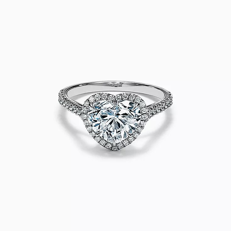 Classsic Heart Halo Engagement Ring
