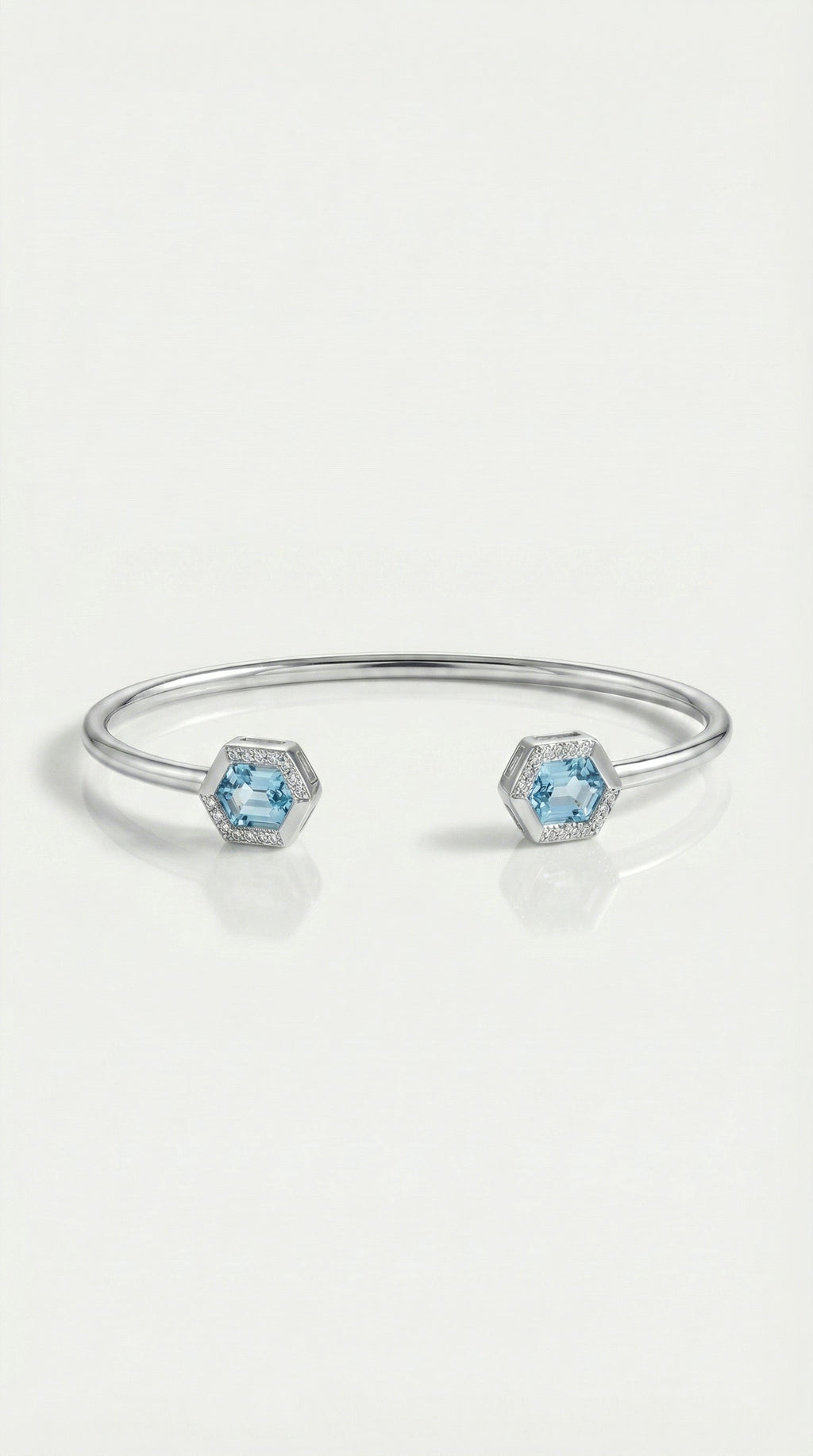 Hexagon Aquamarine Diamond Bangle