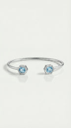 Hexagon Aquamarine Diamond Bangle