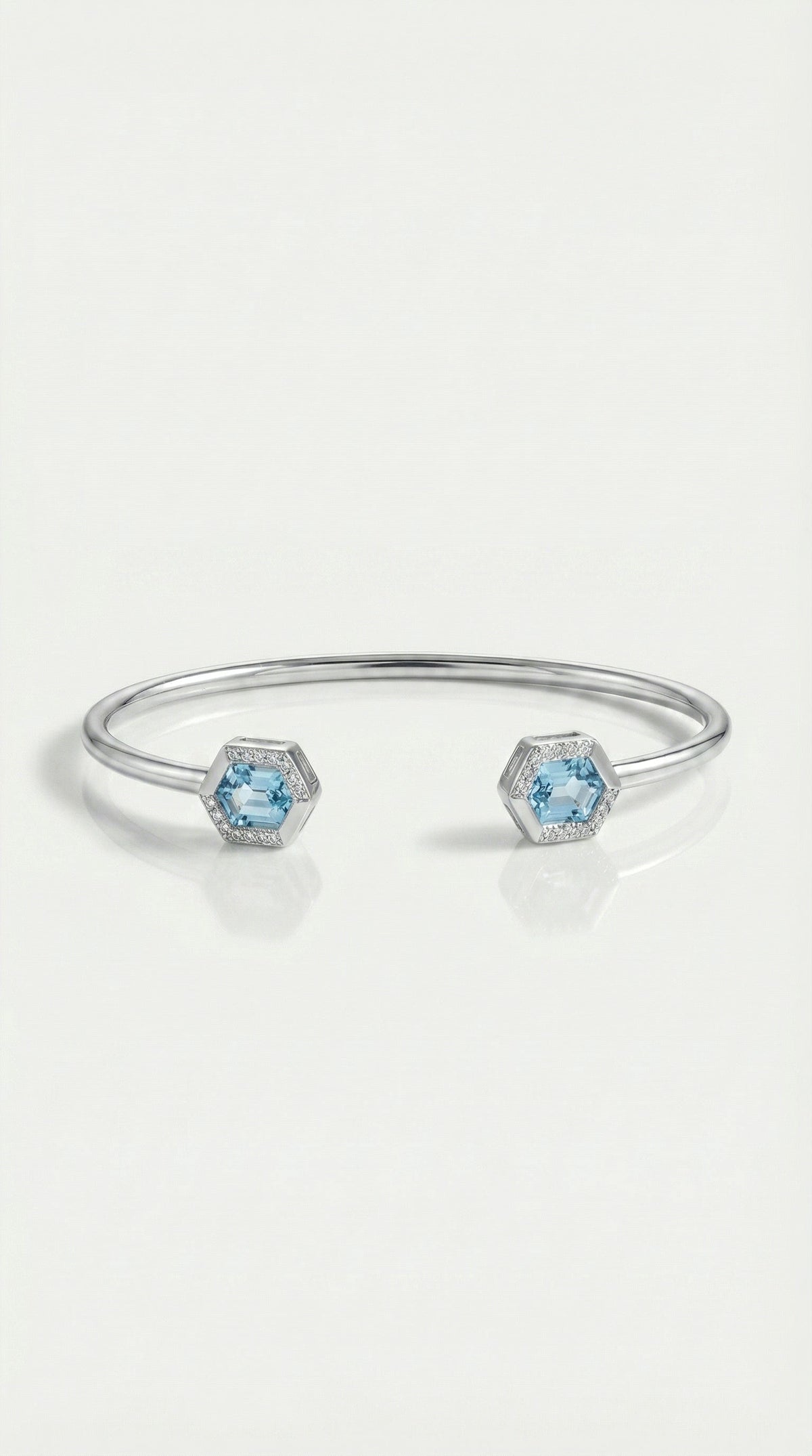 Hexagon Aquamarine Diamond Bangle