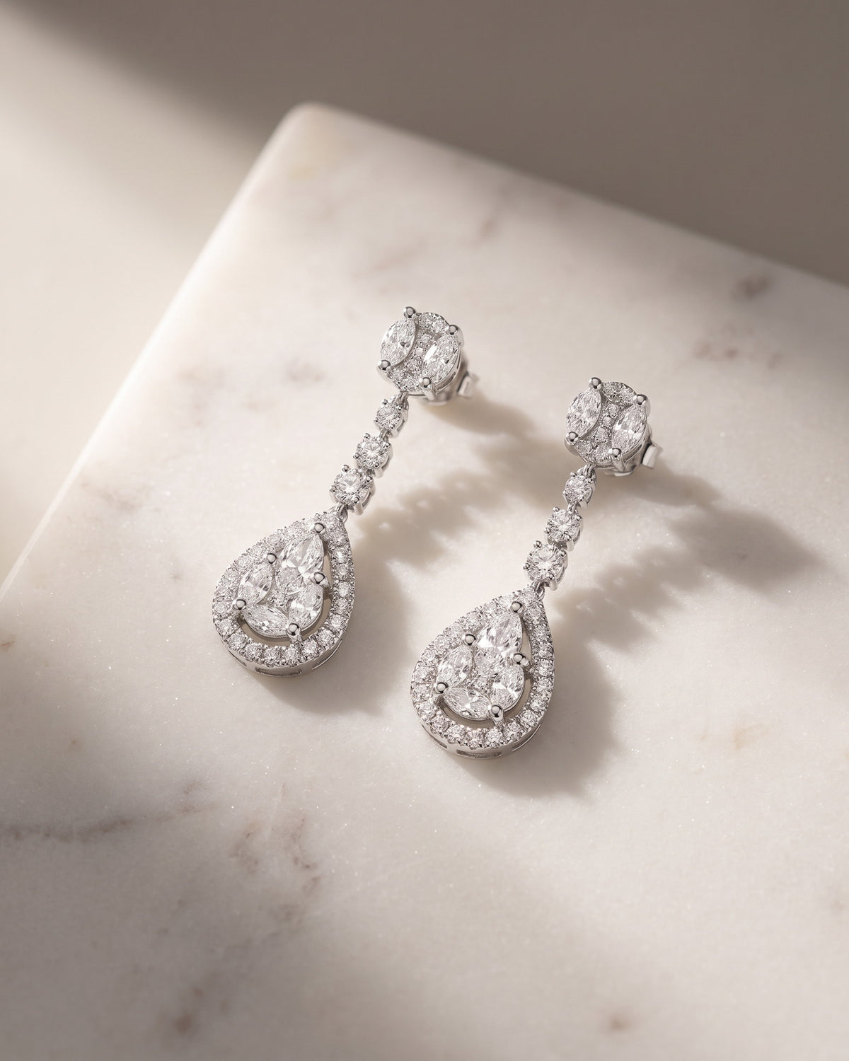 Levendi Signature Classic Invisible Set Diamond Drops Earrings — Levendi Jewellers