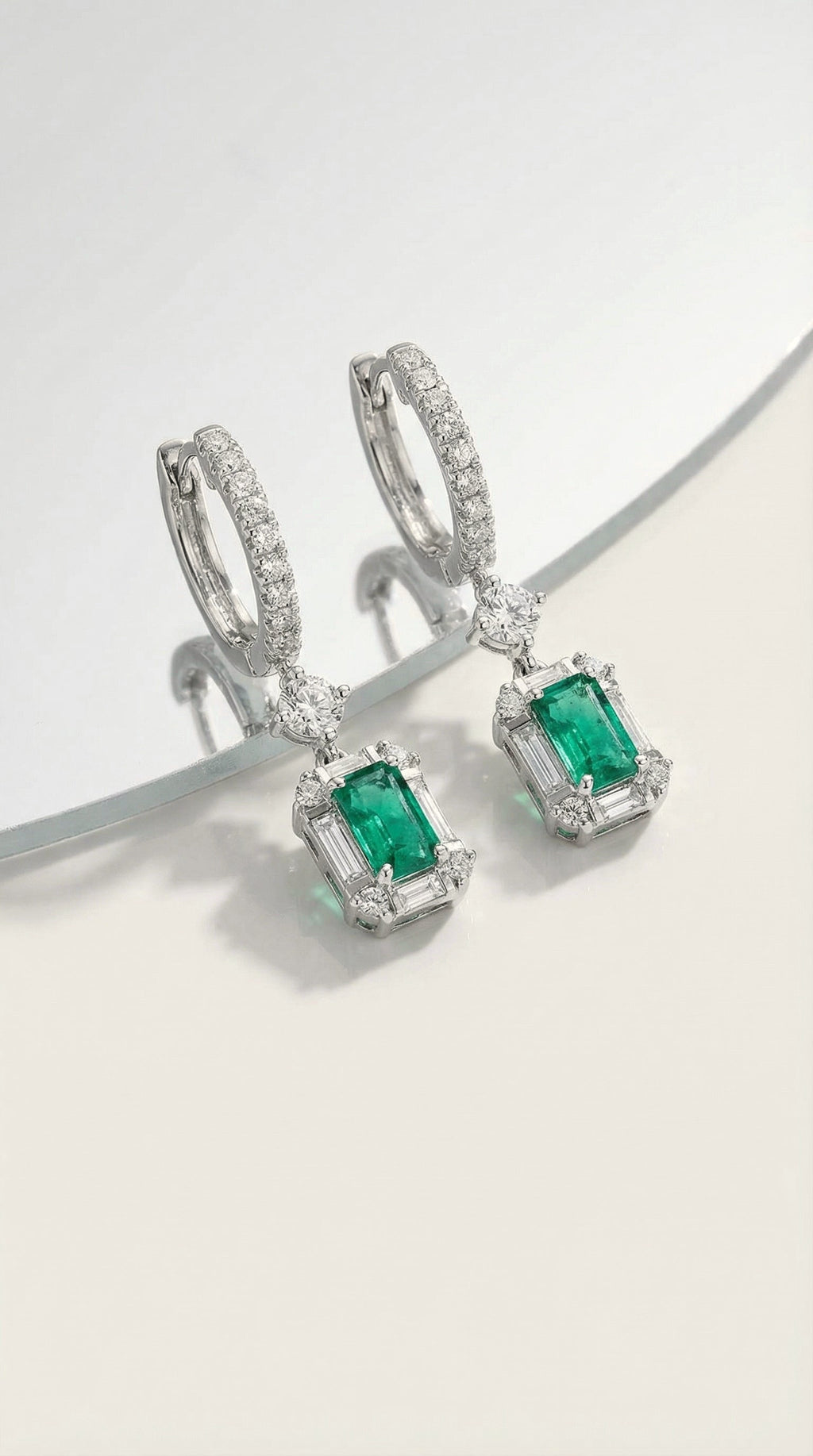 Levendi Art Deco Colombian Emerald Drop Earrings