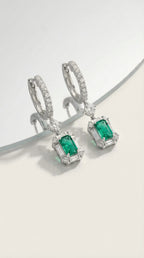 Levendi Art Deco Colombian Emerald Drop Earrings
