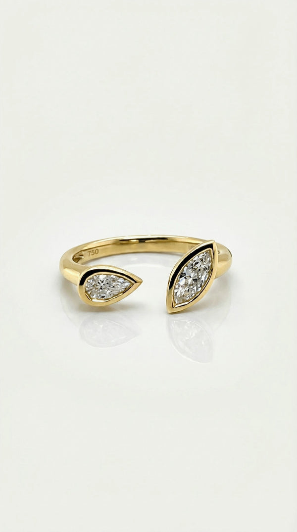 Levendi Classic - Open Pear & Marquise Diamond Engagement Ring