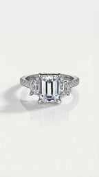 Levendi Classic Trilogy - Emerald Cut Engagement Ring