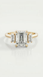 Levendi Classic Trilogy - Emerald Diamond Engagement Ring