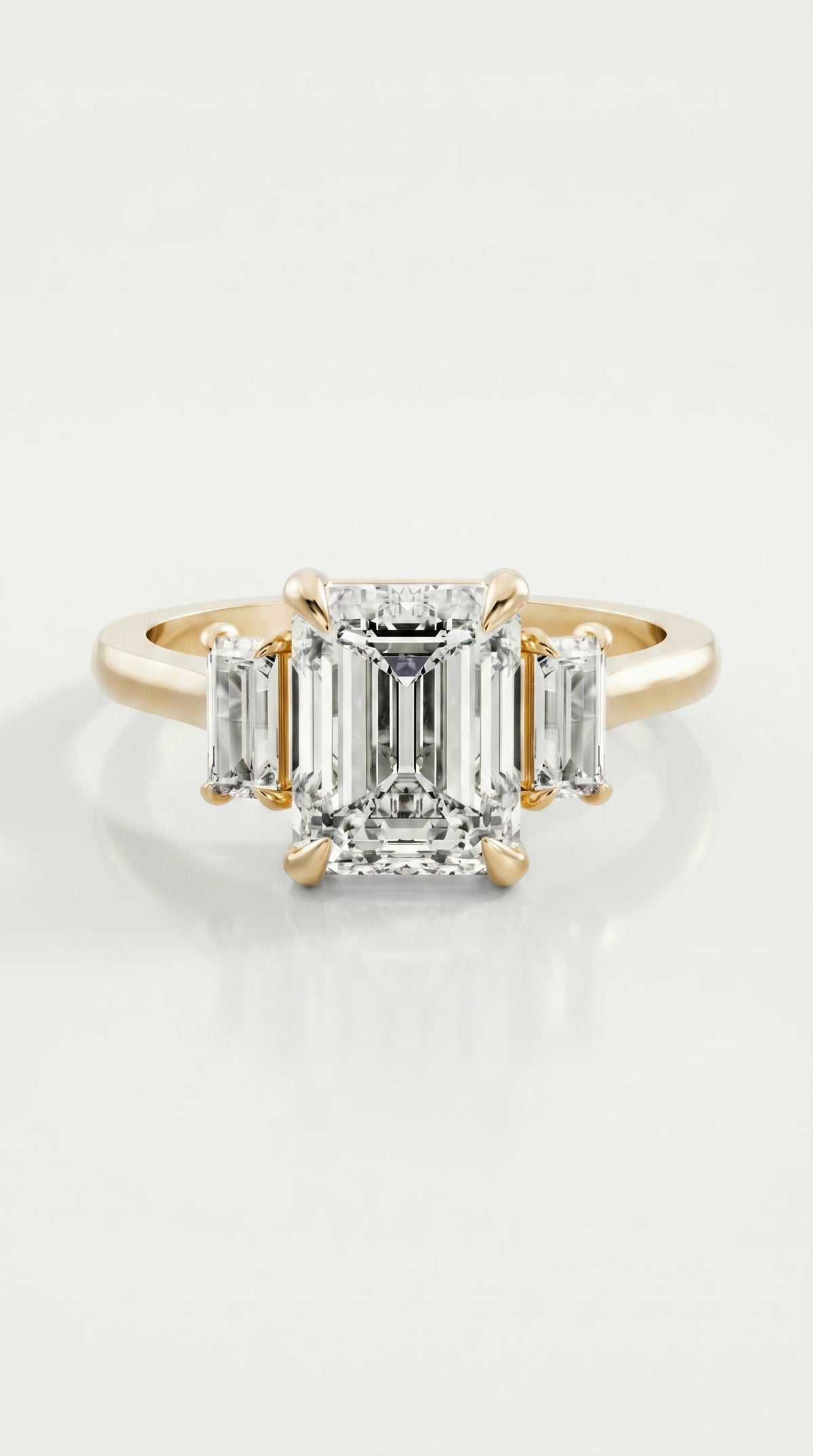 Levendi Classic Trilogy - Emerald Diamond Engagement Ring