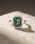 Levendi Classic Trilogy Halo - Radiant Cut Australian Teal Sapphire Engagement Ring — Levendi Jewellers