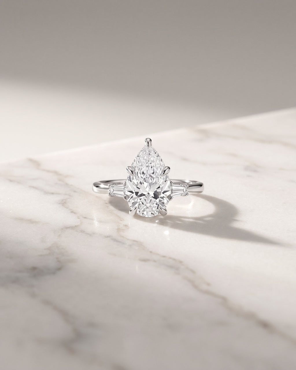 Levendi Classic Trilogy - Pear & Baguette Engagement Ring — Levendi Jewellers