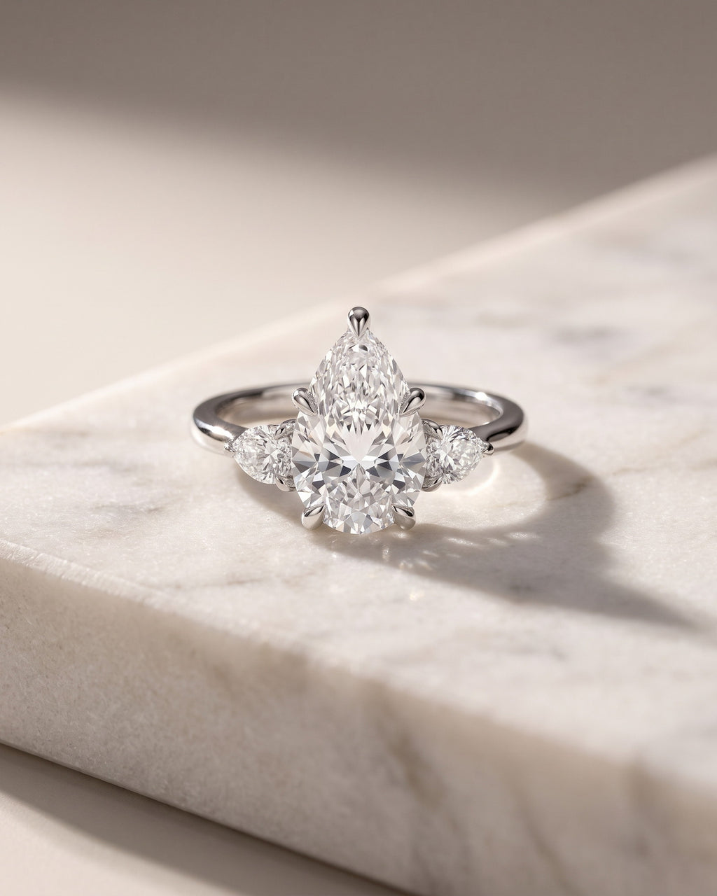 Levendi Classic Trilogy - Pear & Pear Side Engagement Ring — Levendi Jewellers
