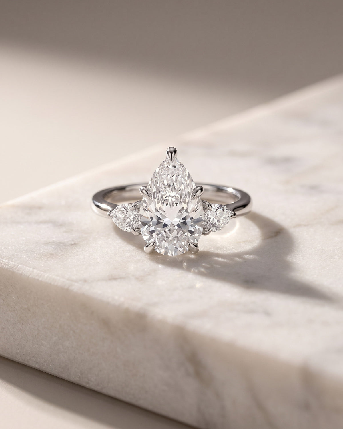 Levendi Classic Trilogy - Pear & Pear Side Engagement Ring — Levendi Jewellers