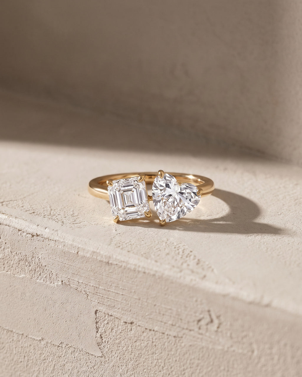 Levendi Toi & Moi - Heart & Ascher Cut Engagement Ring — Levendi Jewellers
