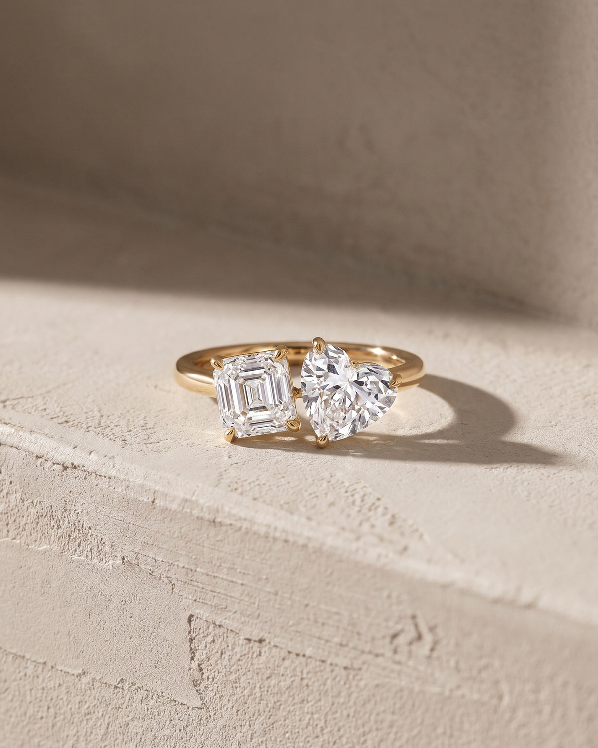 Levendi Toi & Moi - Heart & Ascher Cut Engagement Ring — Levendi Jewellers