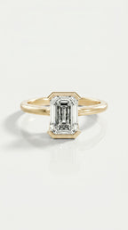 Levendi Wave of Love - Emerald Cut Open Bezel Engagement Ring