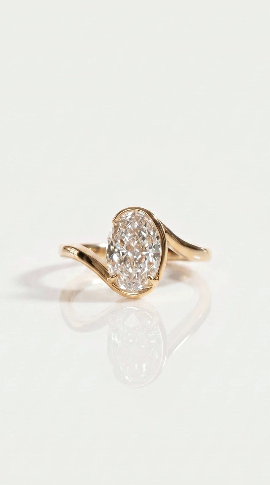 Levendi Wave of Love - Oval Cut Bezel Engagement Ring
