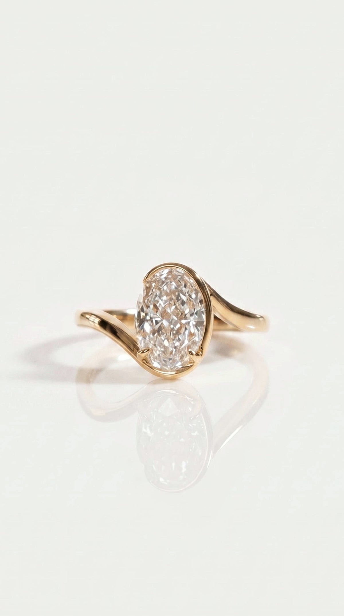 Levendi Wave of Love - Oval Cut Bezel Engagement Ring