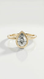 Levendi Wave of Love - Pear Cut Bezel Set Engagement Ring