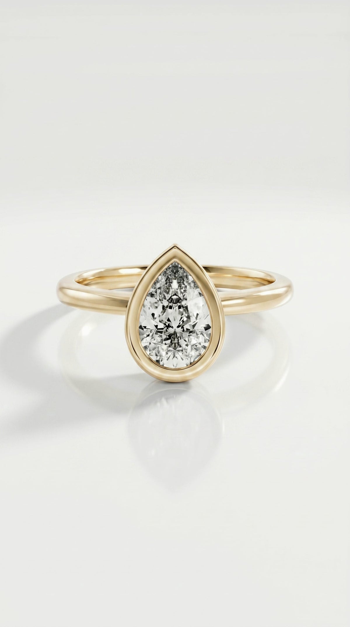 Levendi Wave of Love - Pear Cut Bezel Set Engagement Ring