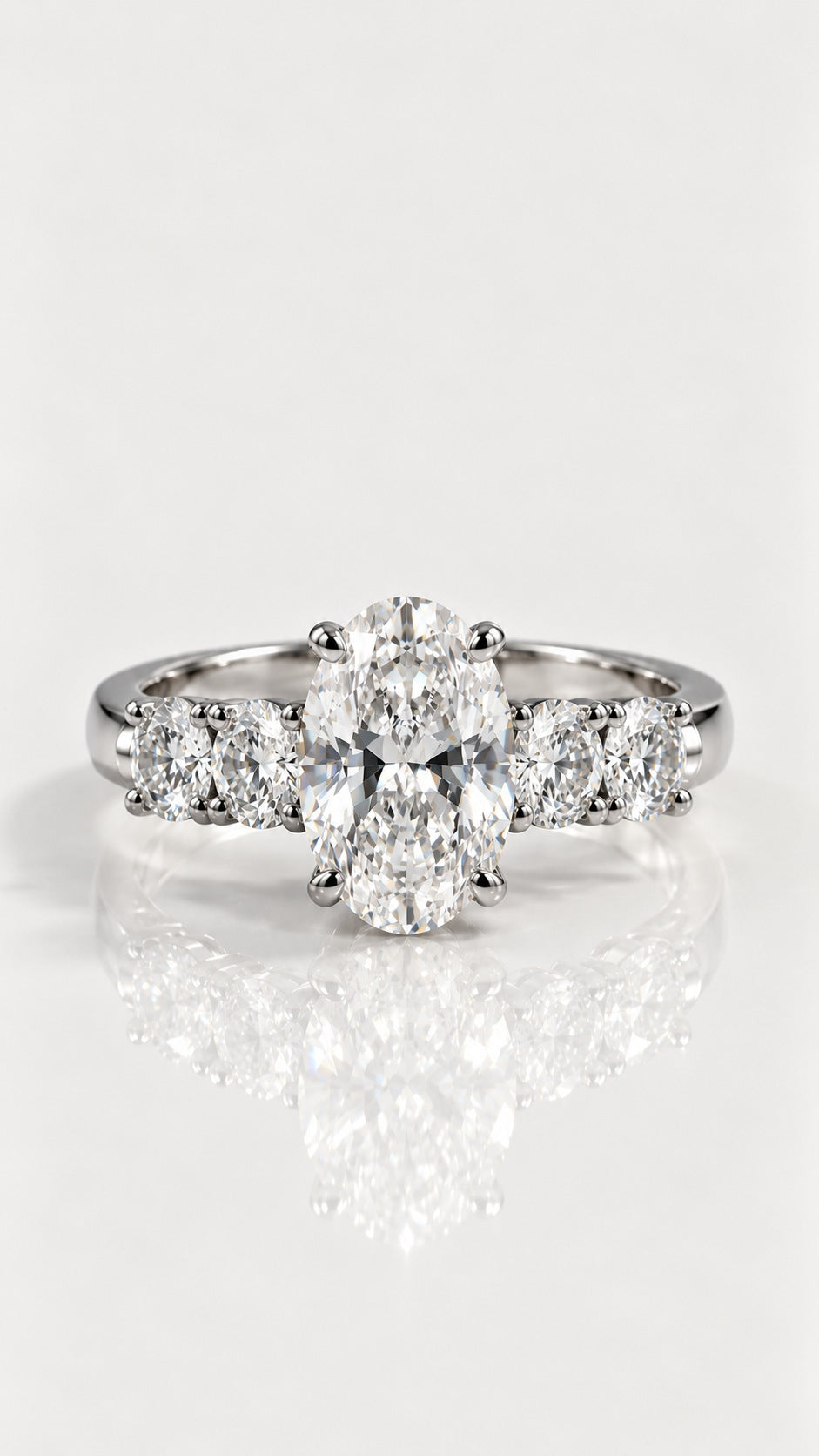 Oval Diamond Five-Stone Engagement Ring – front view