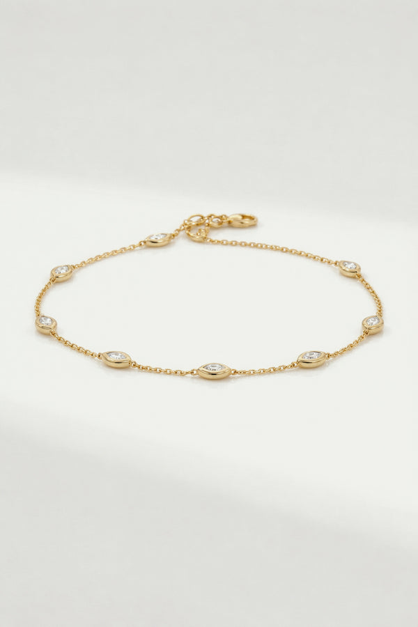 Pure Line - 6 Marquise Bezel Set Fine Bracelet
