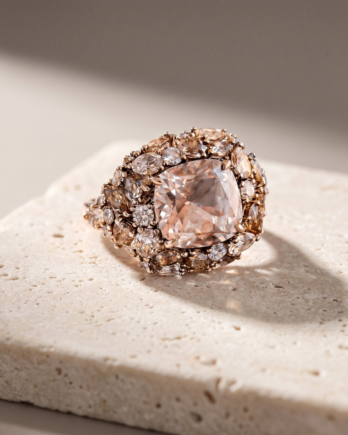 Morganite & Champagne Diamond Ring — Levendi Jewellers