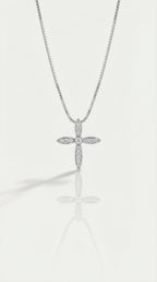 Sophia - Medium White Gold Cross and Full Pave Diamonds.