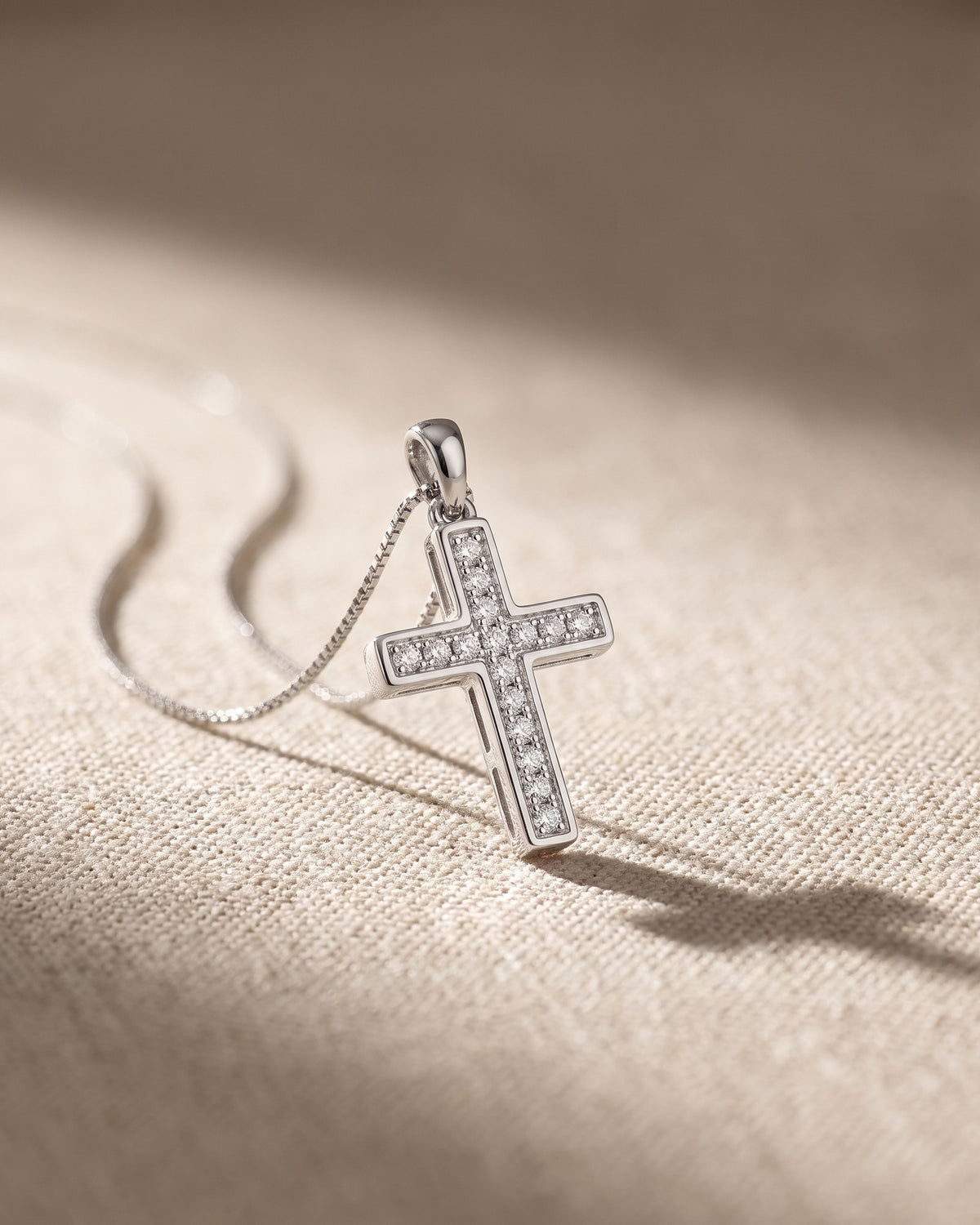 Myrella - Small White Gold Cross and Full Pave Diamonds — Levendi Jewellers