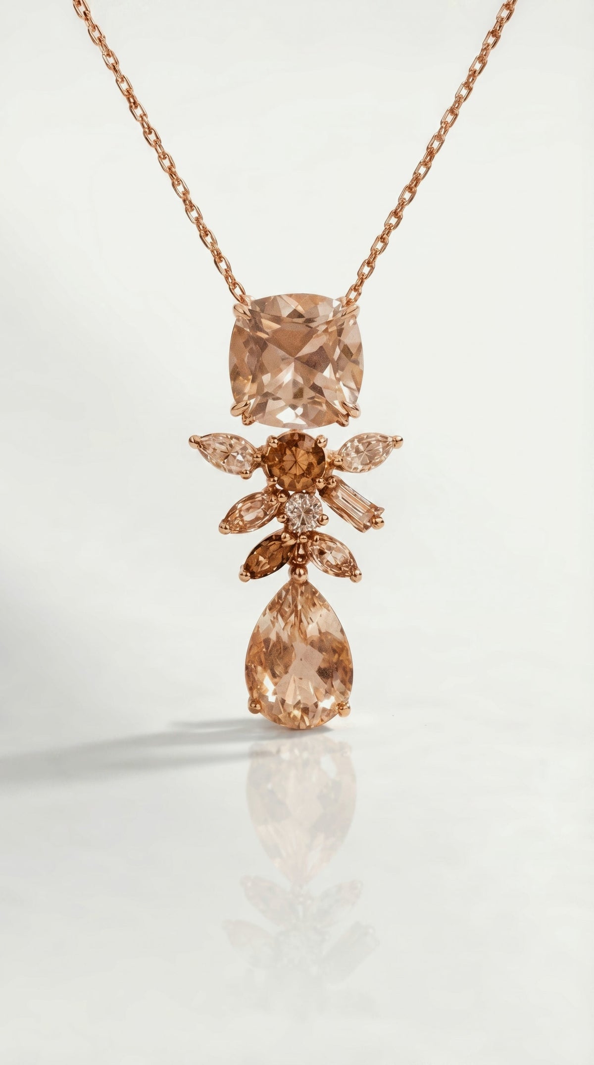 Neptune's Garden - Morganite & Champagne Diamond Pendant