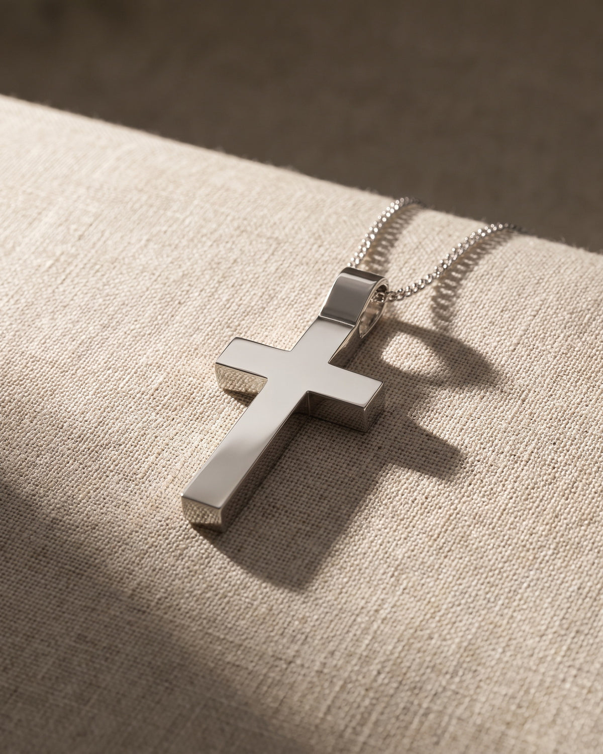 Nicholas - Large White Gold Cross and Matt Finish — Levendi Jewellers