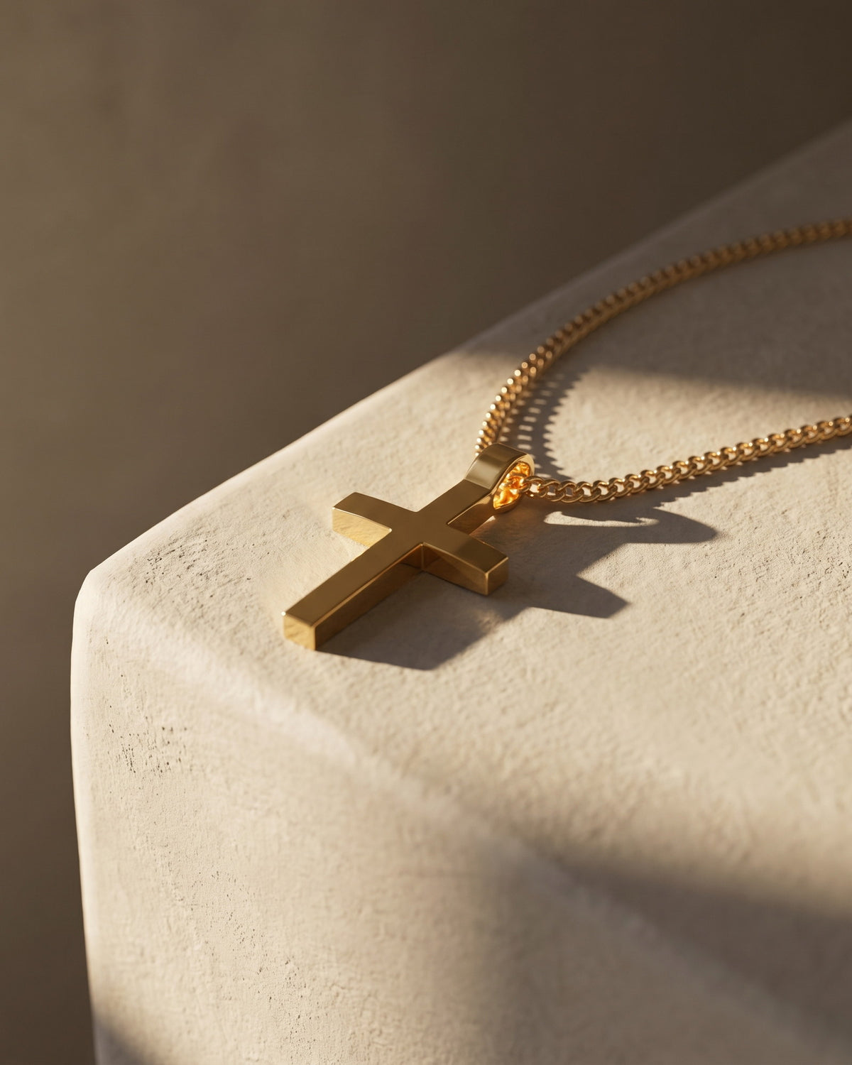 Nicholas - Medium Yellow Gold Cross and Polish Finish — Levendi Jewellers