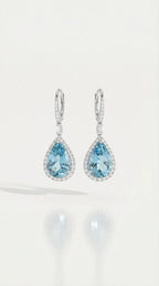 Ocean Impress Aquamarine & Diamond Earrings