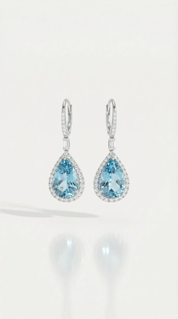 Ocean Impress Aquamarine & Diamond Earrings