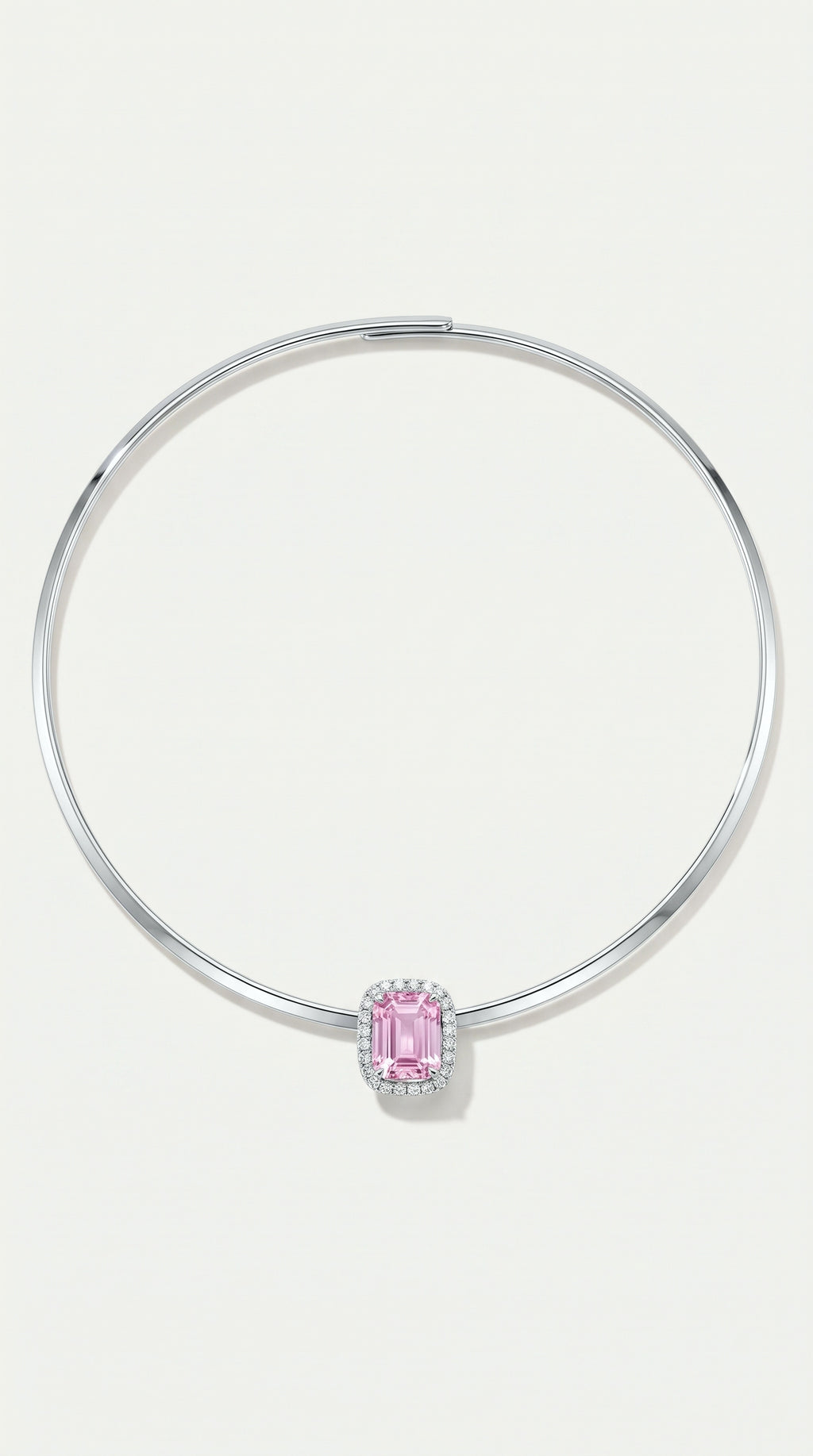 Omega Pink Sapphire Emerald Cut Halo — Levendi Jewellers