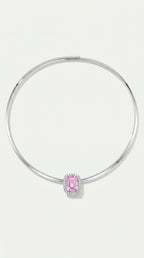 Omega Pink Sapphire Emerald Cut Halo — Levendi Jewellers