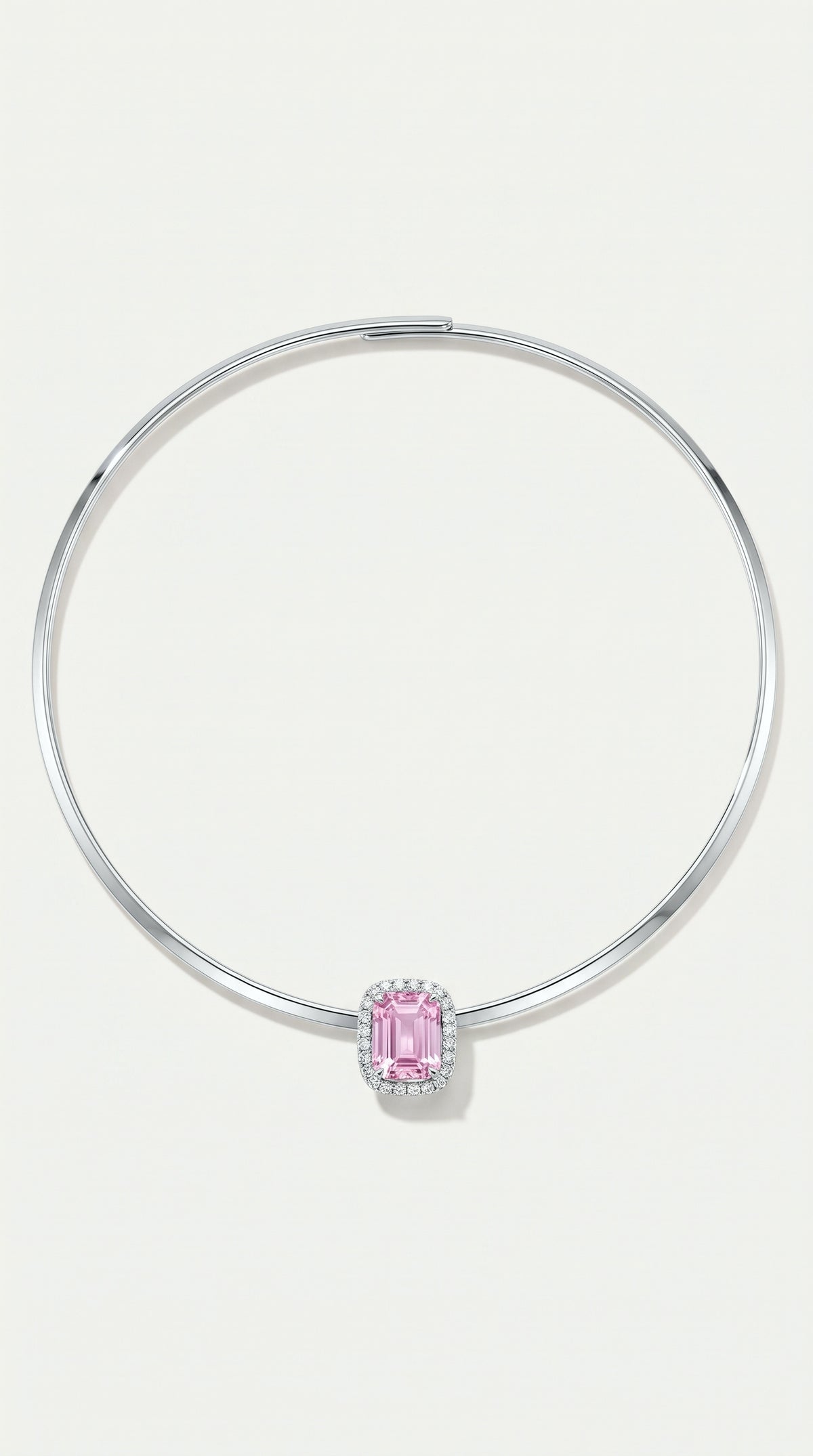 Omega Pink Sapphire Emerald Cut Halo — Levendi Jewellers