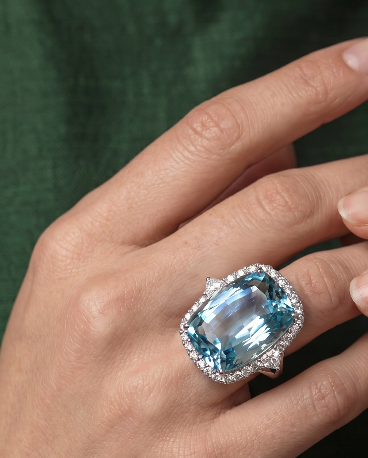 Ocean Empress Aquamarine & Diamond Ring, view 2 — Levendi Jewellers