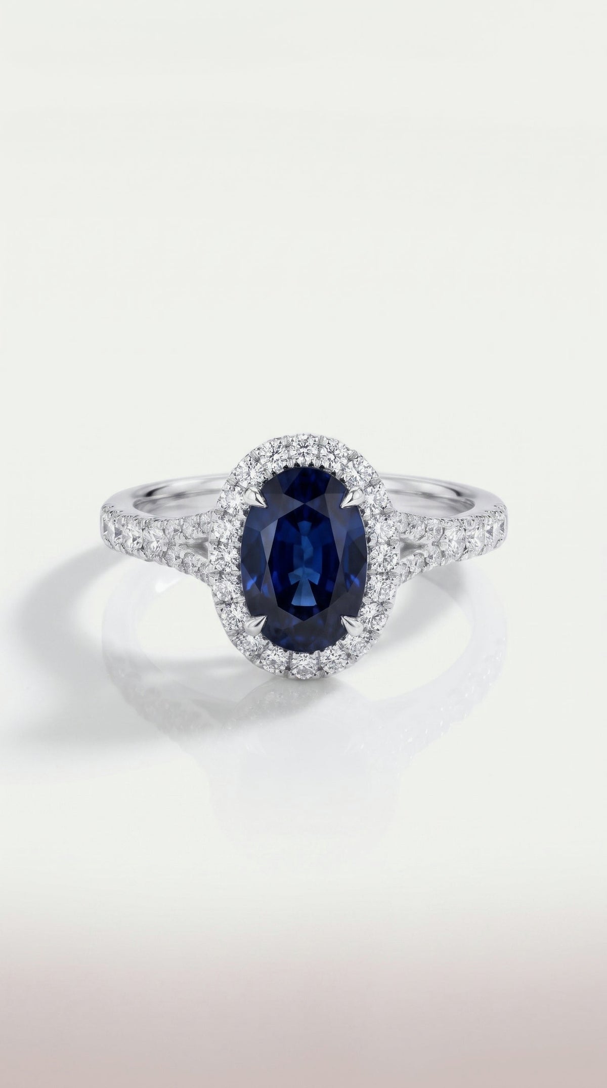 Oval Cut Australian Blue Sapphire 2.35ct Diamond Halo Ring